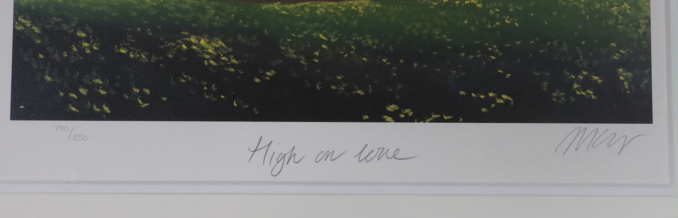 Mackenzie Thorpe (b.1956), limited edition print, ‘High on Love’, signed, inscribed, edition 790/850, 50 x 40cm